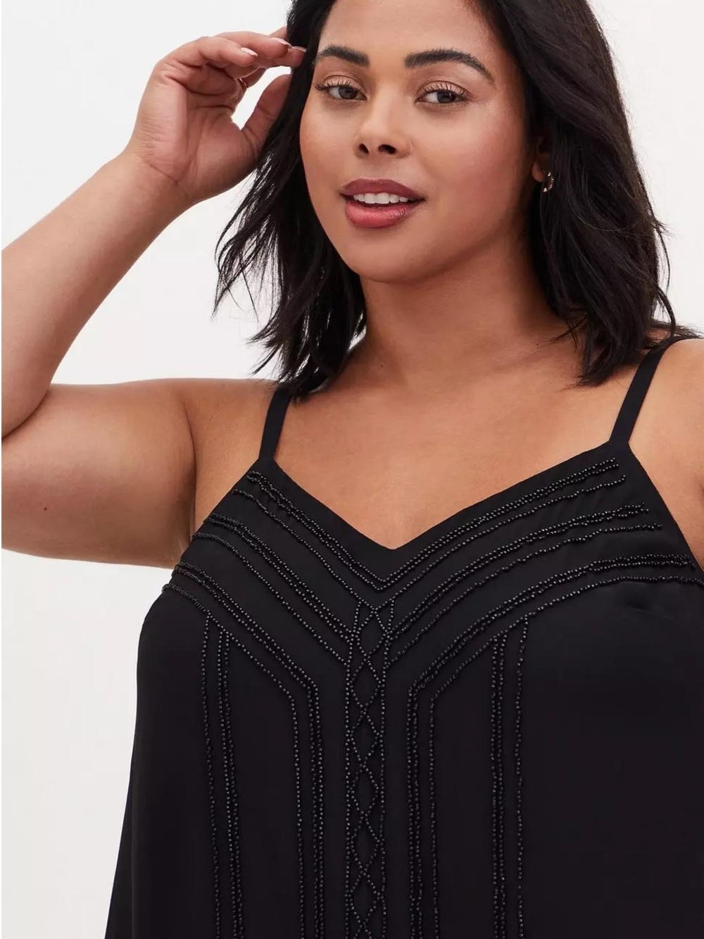 torrid Sophie Chiffon Beaded Swing Cami Black Size 3X